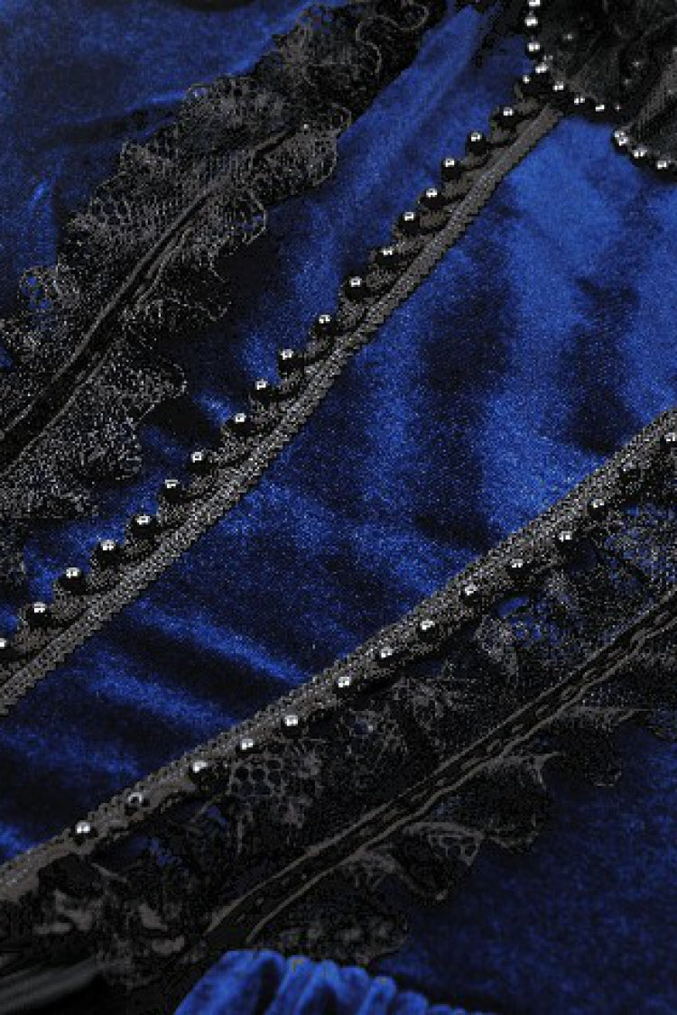 Black/Blue Sleeveless Multi-Layered Ruffled Lace Women's Lolita Gothic Slip Dress Wedding Dress - Product - 18