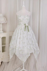 Lily of the Valley Spring Short Sleeves Jacquard Print Bowknot Irregular Sweet Lolita Jsk Dress - Product - 11