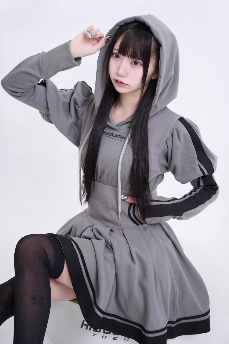 Japanese Long Sleeves Ruffle Bowknot Punk Jirai Kei Sweater Dress 3 Colors - Product - 15