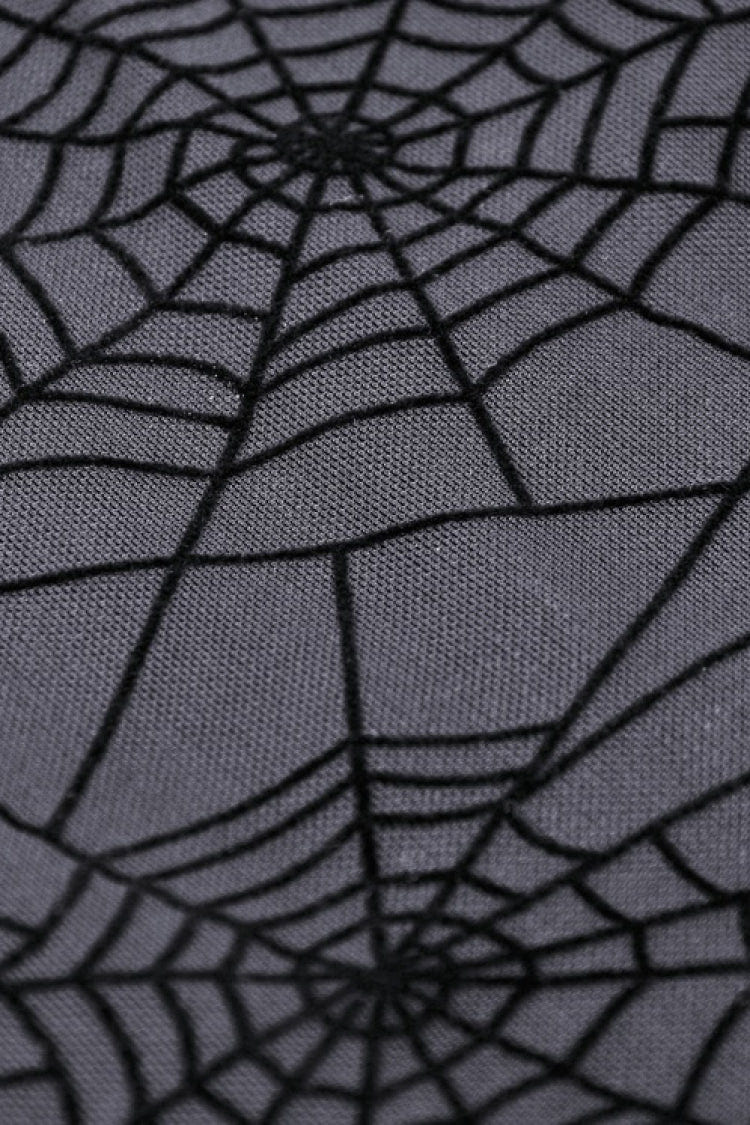 ブラッククロススパイダーメッシュバックル留めジッパー付きレディースパンクキャミワンピース 商品画像