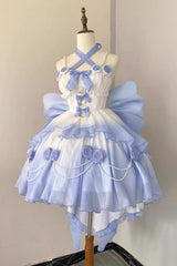 Gradient Blue Hanayome Hollow Bowknot Sweet Princess Lolita Dress - Product - 2