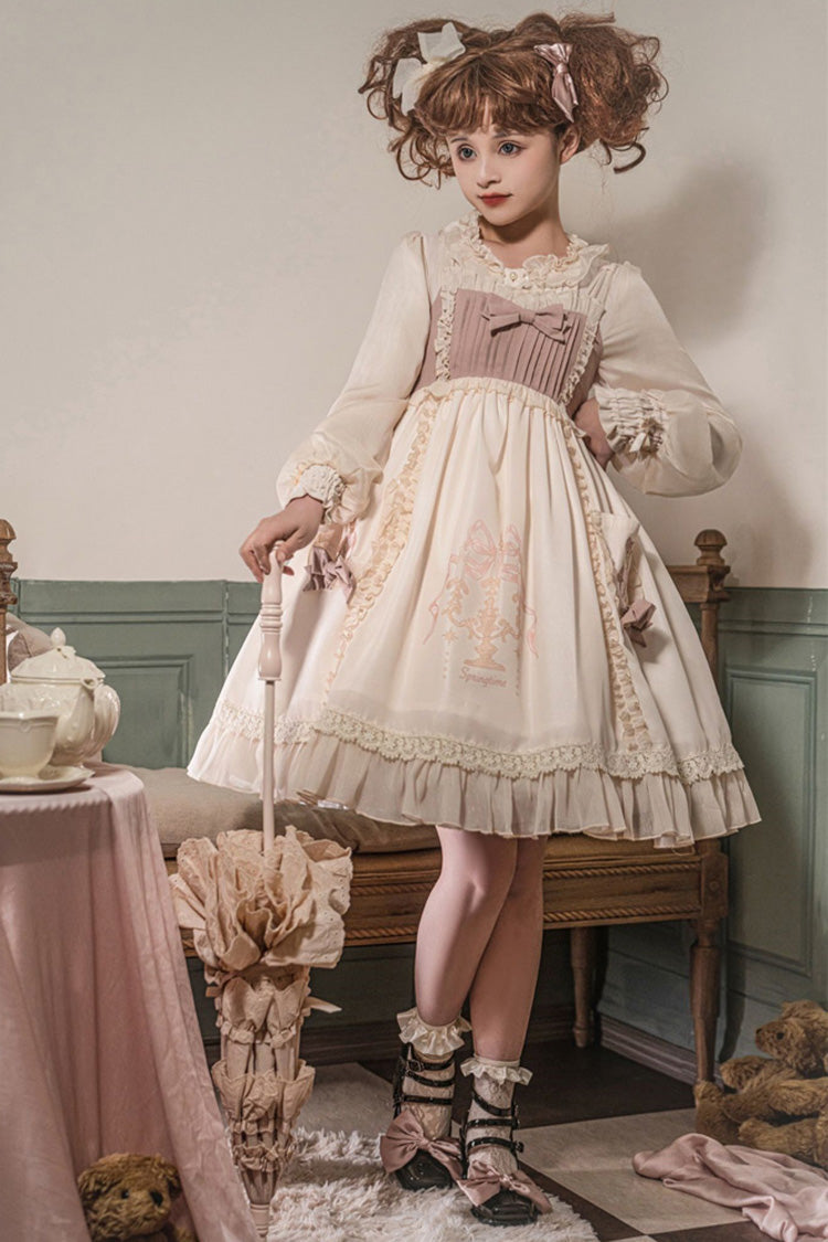 White/Pink Sleeveless Good Night Bear Print Sweet Lovely Lolita Dress - Product - 4