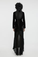 Black Swallow-tailed Velvet Long Sleeves Women's Gothic Jacket - Product - 5