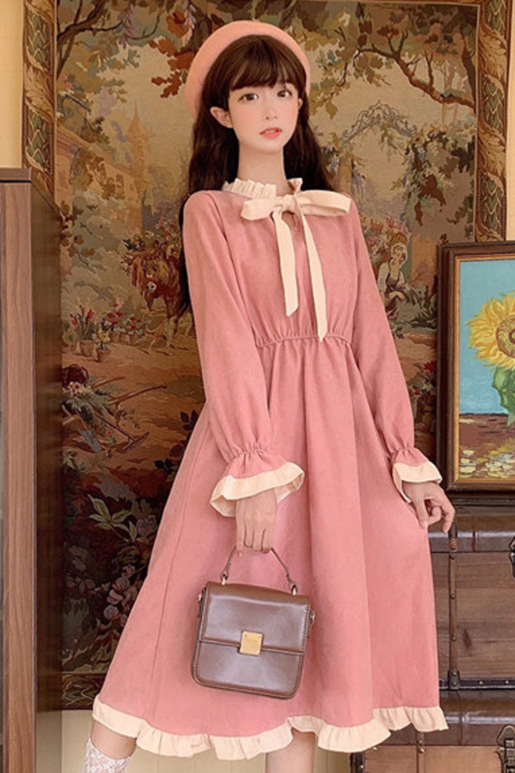 Round Collar Ruffle Lace Trumpet Sleeves Slimming Sweet (Dress Only) detail view 3