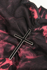 Black/Red Irregular Tie-dyed Patchwork Women's Punk Slip Dress - Product - 13