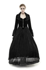 Black Layered Collar Back Large Wave Womens Gothic Victorian Dress Coat - Product - 2