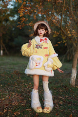 Yellow [Mushroom House] Long Sleeves Embroidery Bowknot Sweet Lolita Coat - Product - 7