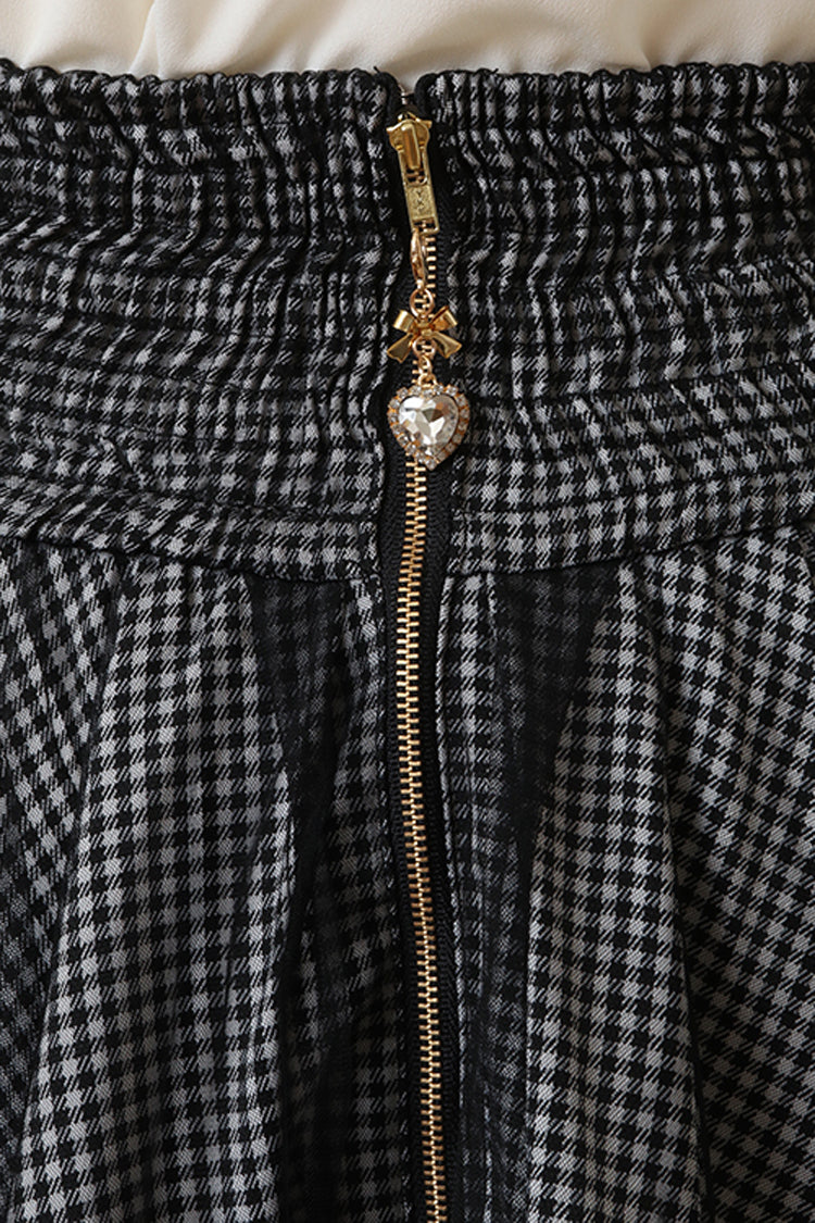 Japanese High Waisted Ruffle Mesh Belt Buckles Jirai Kei Skirt 3 Colors - Product - 14