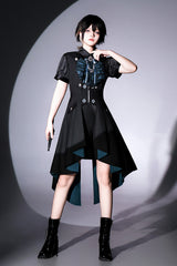 Black [Deep Music] Short Sleeves Gothic Elegant Ouji Lolita Four-piece Set - Product - 2