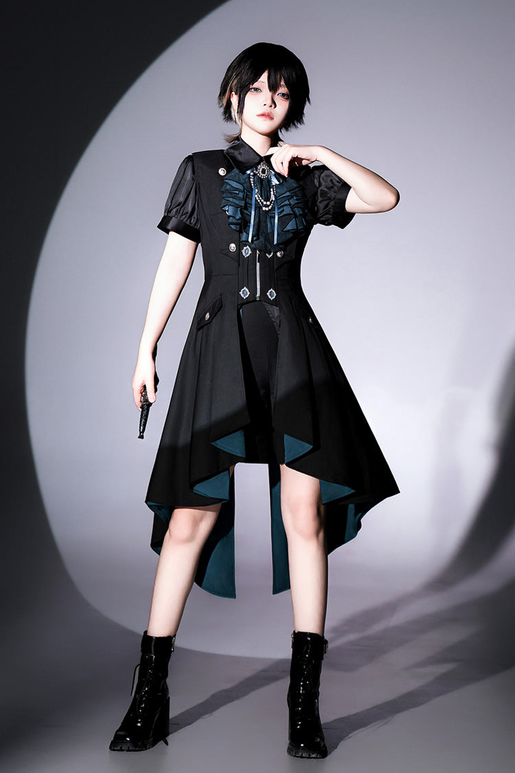 Black [Deep Music] Short Sleeves Gothic Elegant Ouji Lolita Four-piece Set - Product - 2