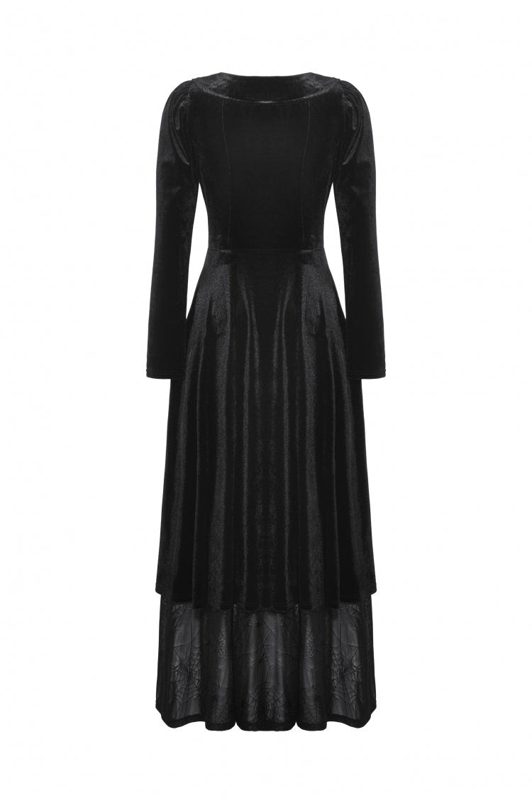 Black Long Sleeves Eyelets Side Slit Women's Gothic Maxi Dresses Wedding Dress - Product - 12