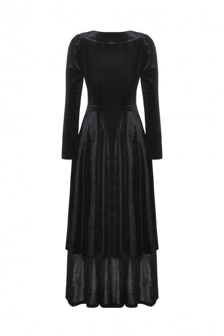 Black Long Sleeves Eyelets Side Slit Women's Gothic Maxi Dresses Wedding Dress - Product - 12