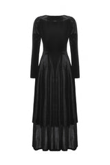 Black Long Sleeves Eyelets Side Slit Women's Gothic Maxi Dresses Wedding Dress - Product - 12