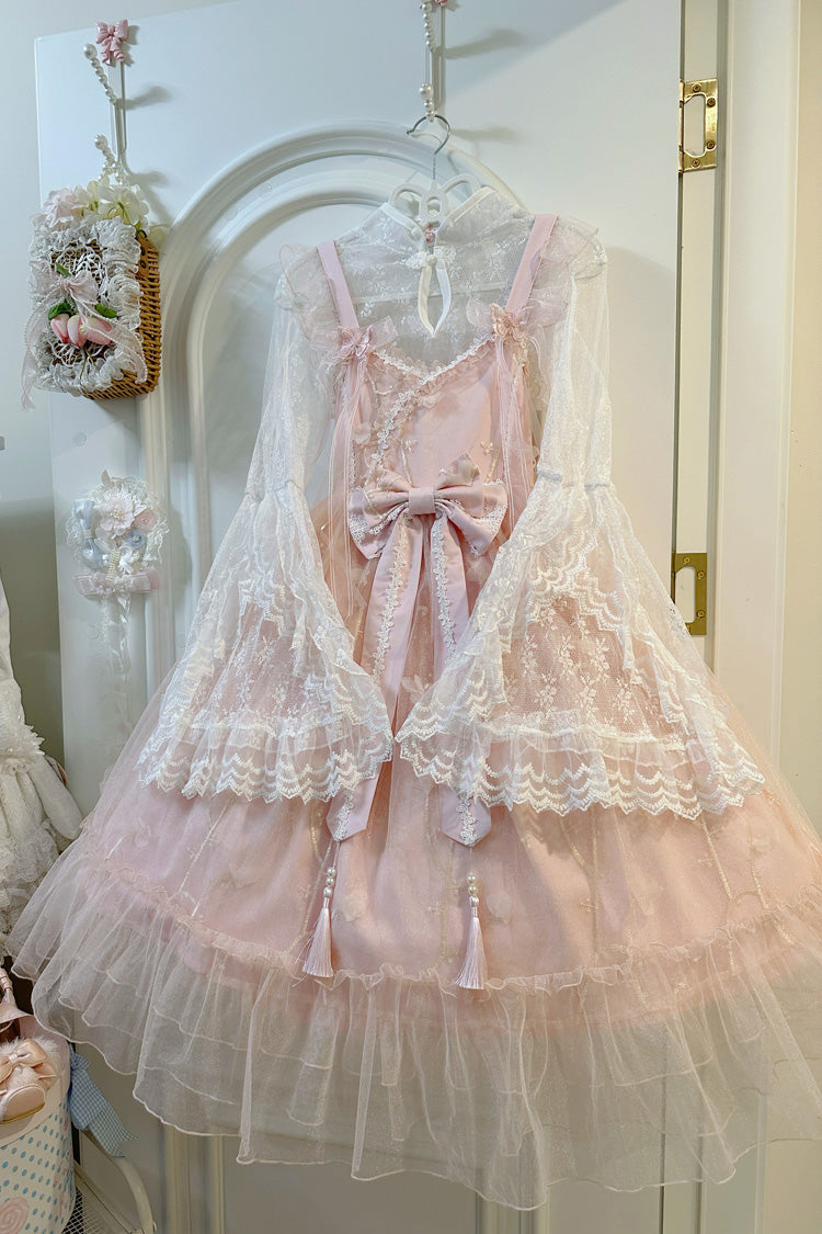 Sweet Sleeveless Ruffle Embroidery Bowknot Lace Chinese Style Lolita Jsk Dress 2 Colors - Product - 9