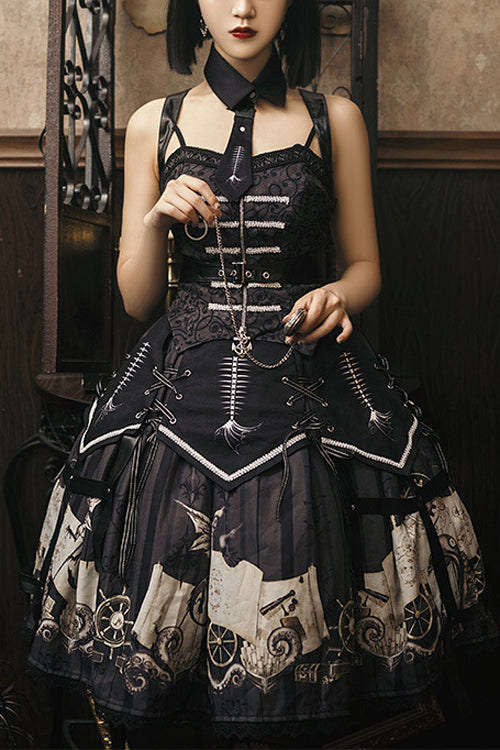 ブラック海賊船プリントフルセット ゴシックロリータジャンパースカート（JSK） 商品画像
