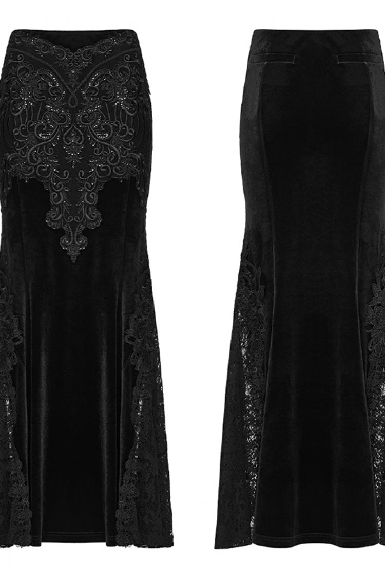 Black Cut-Out Embroidered Lace Slim Fishbone Women's Gothic Elegant Gorgeous Skirt - Product - 6