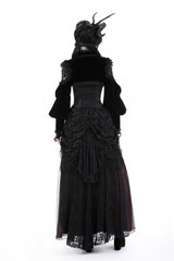 Black Long Lantern Sleeves Lace Spliced Velvet Women's Gothic Cape - Product - 13