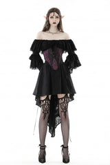 Purple Butterfly Embroidered Lace Women's Luxurious Royal Underbust Corset - Purple - 1