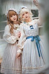Forest Atlas Striped Print Bowknot Sweet Lolita Jumper Dress 3 Colors - Product - 16