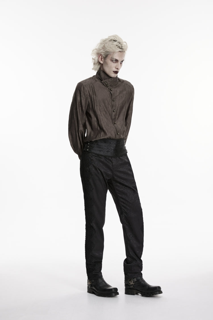 Black Embroidered Pleated Men's Gothic Accessory - Product - 4