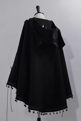 Black [Black Cat] Embroidery Cat Ears Hooded Ouji Gothic Prince Handsome Lolita Cloak - Product - 10
