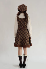 Brown [Broken Pocket Watch] Sleeveless Printed Classic Lolita Bust-Support Jsk Dress - Product - 14
