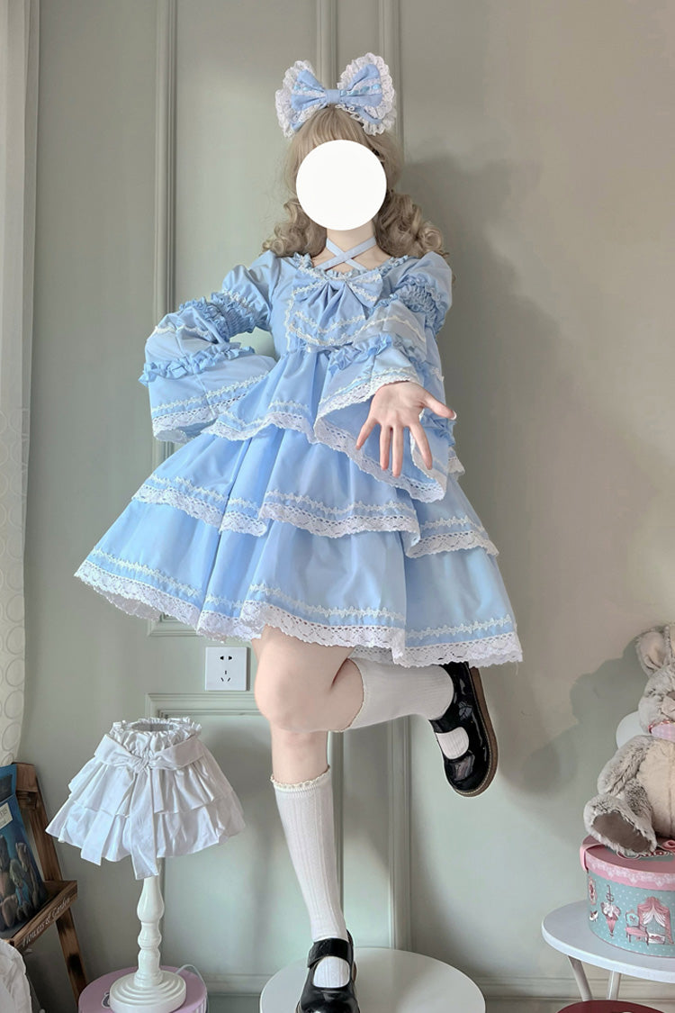 Blaue, dreilagige, abnehmbare Ärmel, Schleife, Schnürsenkel, süß (Set), Detailansicht 5