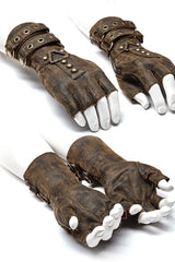 Metal Buckle PU Leather Men's Steampunk Gloves 2 Colors - Product - 3