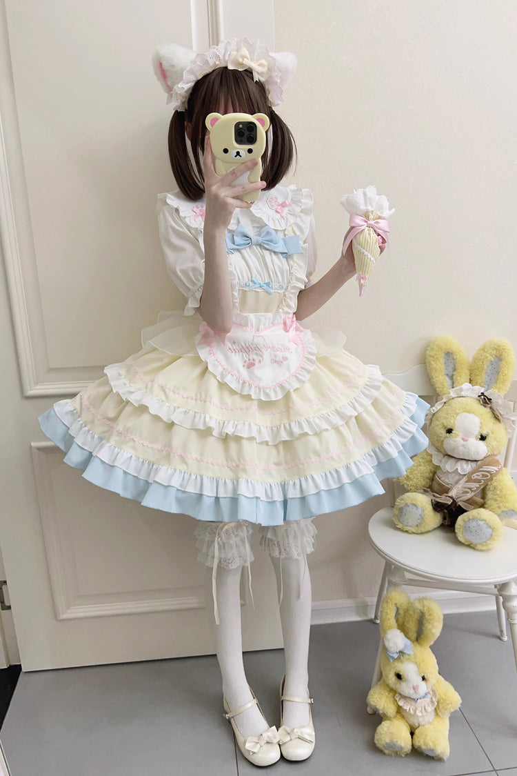 Cat Ear Story Multi-layer Ruffle Bowknot Sweet Lolita Jsk Dress 4 Colors - Product - 12