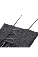 Black Lace-Up Women's Gothic High-Low Multi-Layered Ruffled Tail Lace Slip Dress - Product - 13