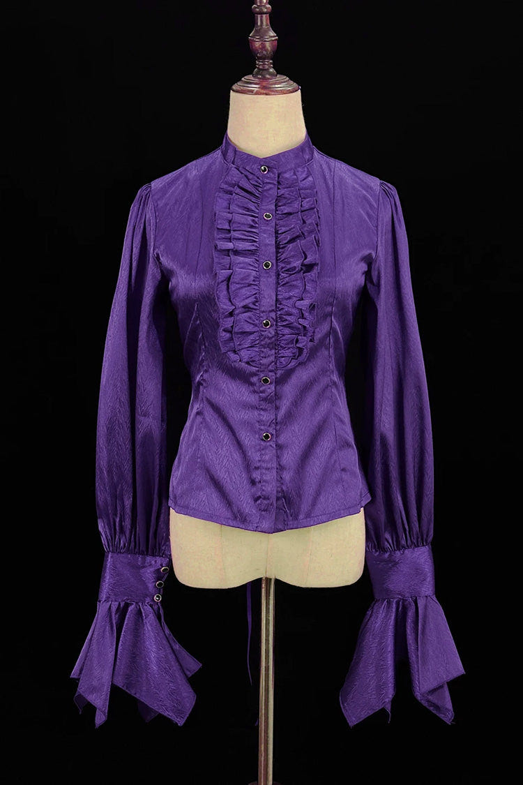 Black/Purple [Moonlit Return] Printed Boned Gothic Elegant Lolita Skirt - Purple-Blouse(Only) - 11