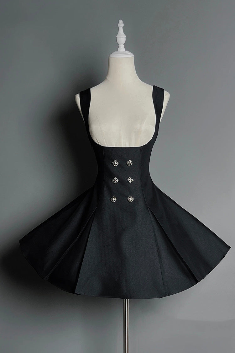 Black [Gothic Night Butler] Double-breasted Gothic Lolita Bustier Suspender Dress - Product - 3