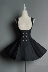 Black [Gothic Night Butler] Double-breasted Gothic Lolita Bustier Suspender Dress - Product - 3