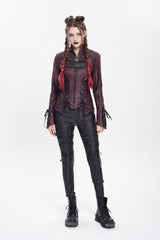 Red Pentacle Lace-Up Buckle Women's Punk Jacket - Product - 8