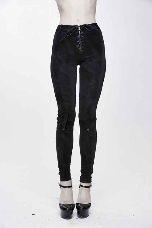 Dark Pattern Punk Stretchy Fitted Womens Pants With Bags - Product - 4