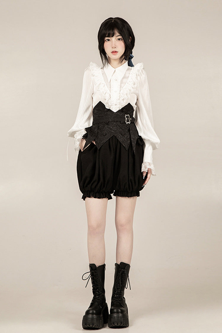 Black [Gold Hunter] Long Sleeves Pirate Style Gothic Shorts - Product - 14