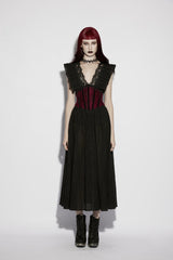 Red Lace Lace-Up Slim Fit Color-Blocked Women's Gothic Luxurious Royal Cosplay Underbust Corset - Product - 10