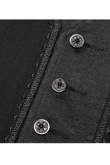 Black Punk Jacquard V-Neck Stitching Three Dimensional Engraving Hand Sewn Button Lace Short Men's Vest - Product - 6