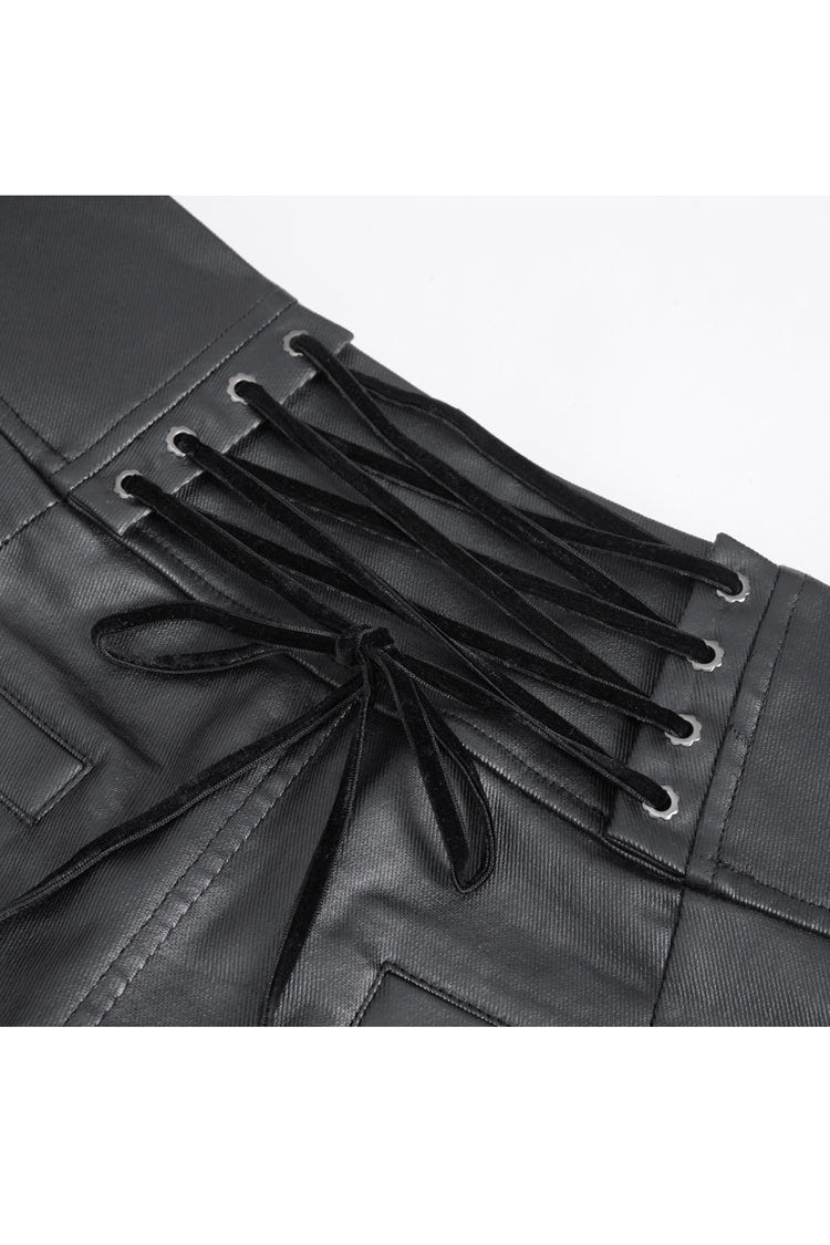 Black High Waisted Embroidery Men's Gothic Pants - Product - 5