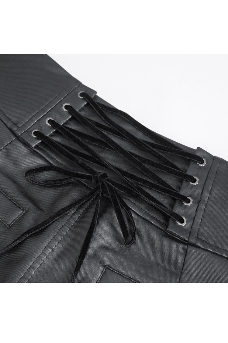 Black High Waisted Embroidery Men's Gothic Pants - Product - 5