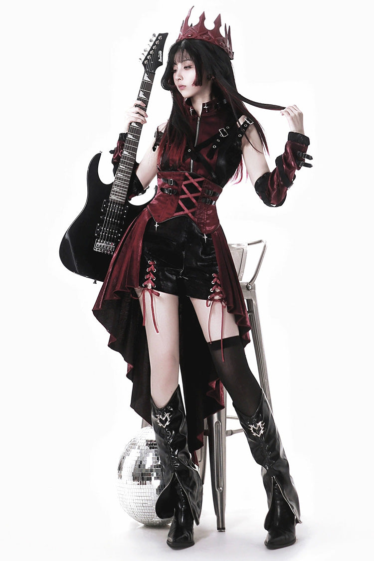 Black/Red [Chief Assassin] Lace-Up Gothic Ouji Lolita Set - Product - 4