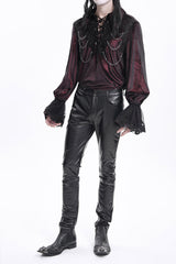 Black Faux Leathet Button Men's Gothic Pants - Product - 8