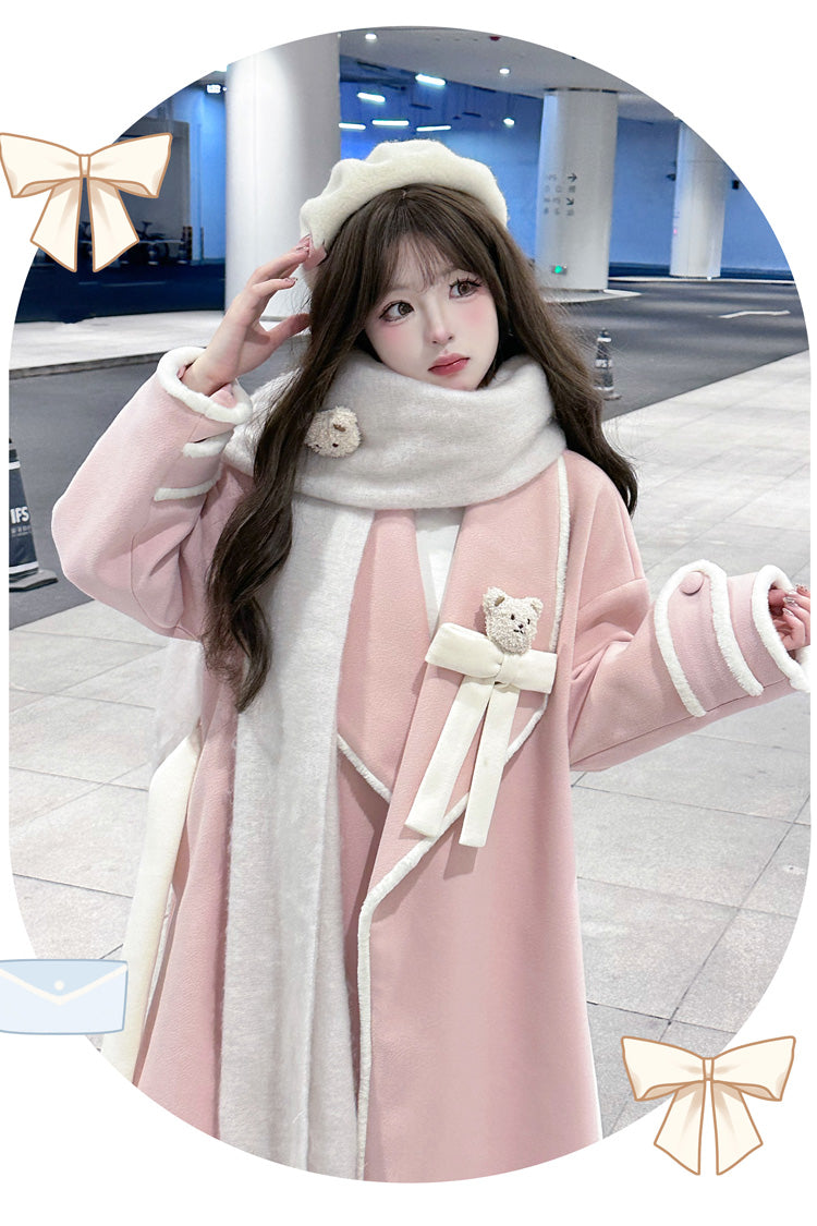 [Cute Bear] Long Sleeves Bowknot Sweet Lolita Long Coat 2 Colors - Product - 5