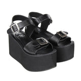 Black And White Platform Sweet Lolita Sandals - Black - 1