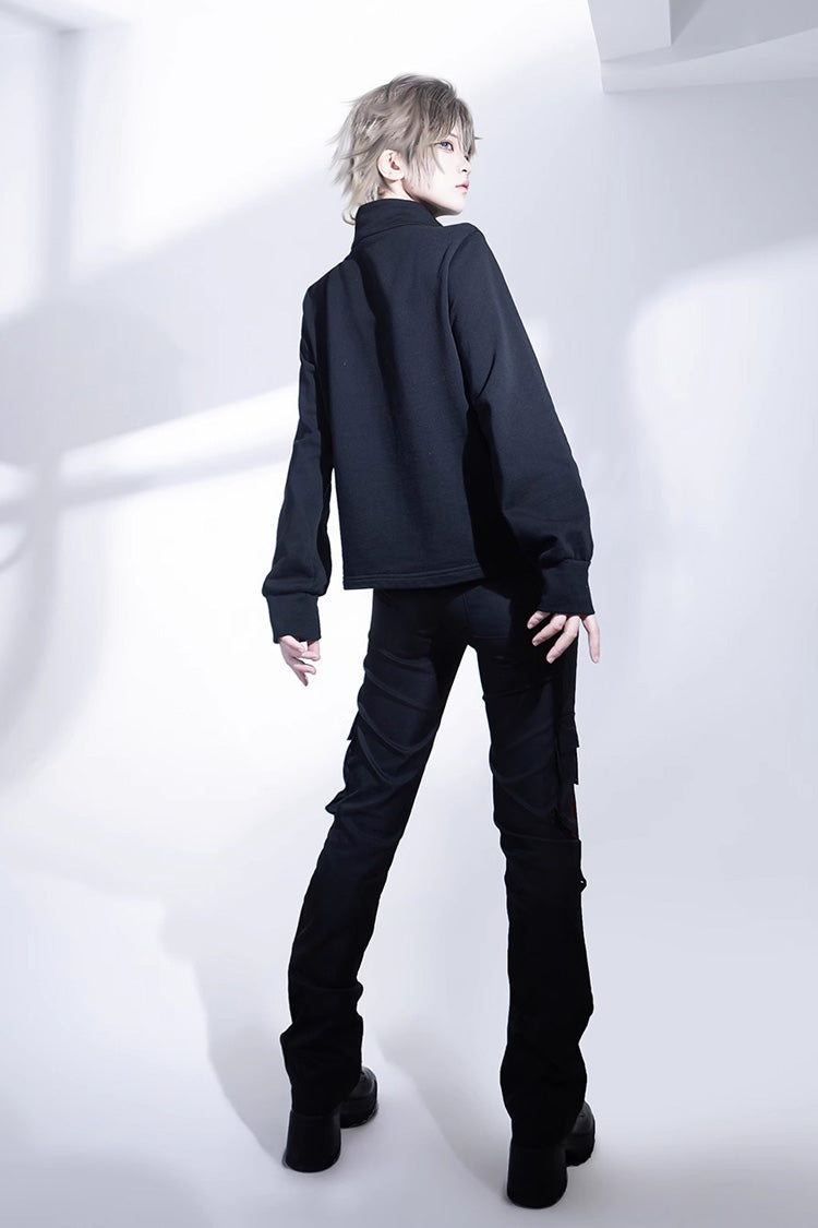 Black Unmarked Blade Gothic Handsome Ouji Lolita Long Pants - Product - 6