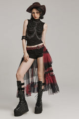 Ruffle Mesh Buckle Women's Steampunk Long Overskirt 3 Colors - Product - 12