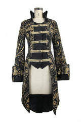 Brown With Gold Fake Two Pieces Pirate Costume Gothic Womens Coat - Product - 4