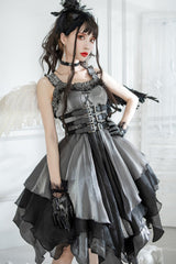 Silver/Grey [Seven Deadly Sins: Lust] Multi-Layered Irregular Gothic Lolita Jsk Dress - Product - 2