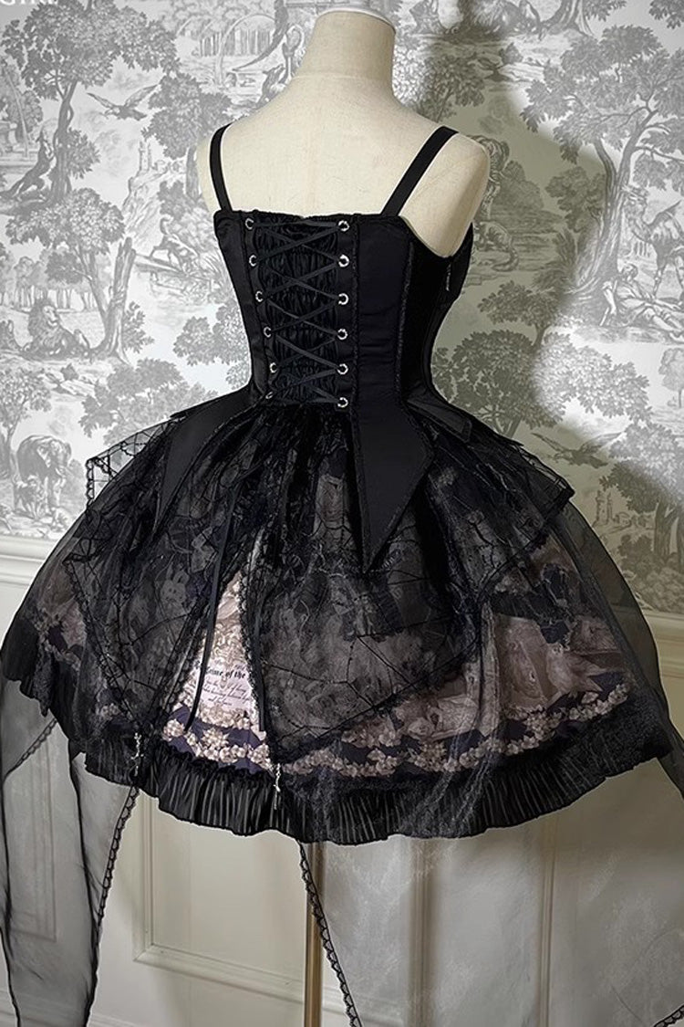 The Mystery Of The Doll Print Ruffle Bowknot Gothic Lolita Skirt Dress 2 Colors - Product - 8