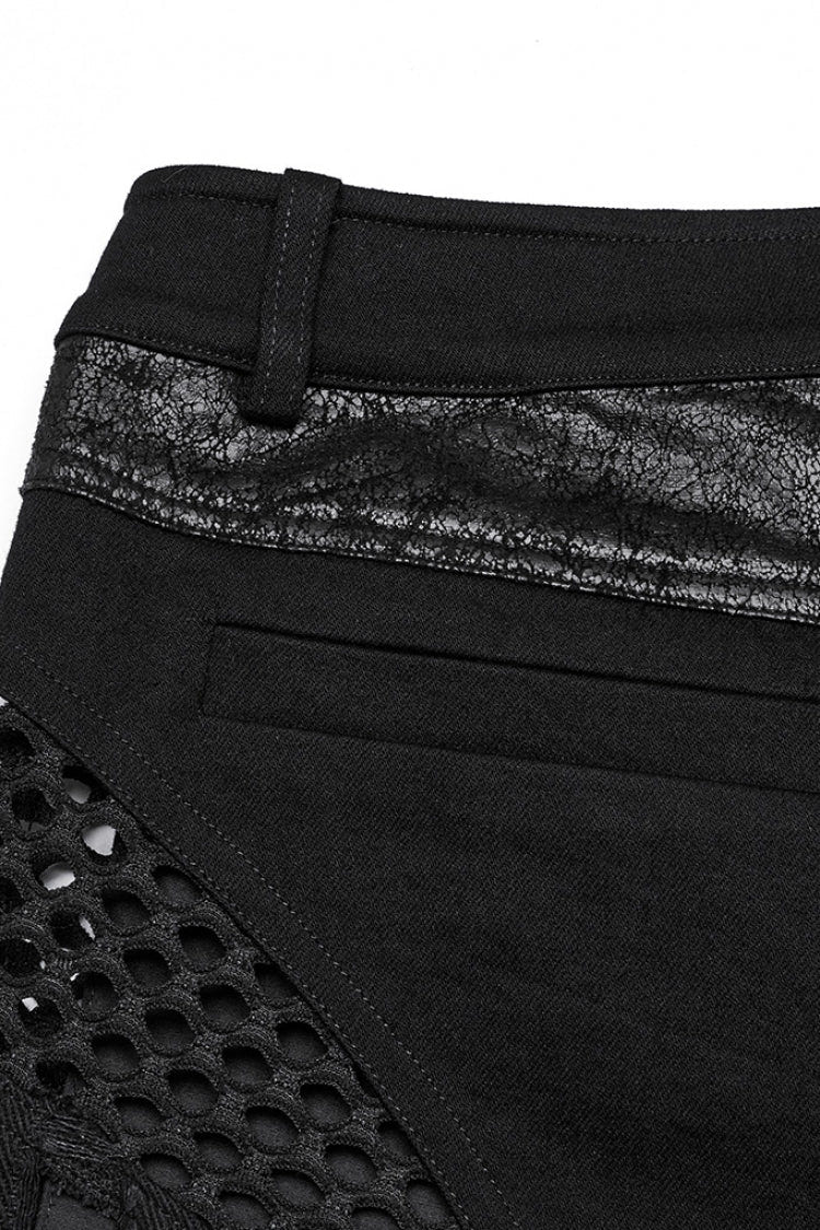 Black Women's Punk Studded Distressed Shorts with Detachable Kilt - Product - 7